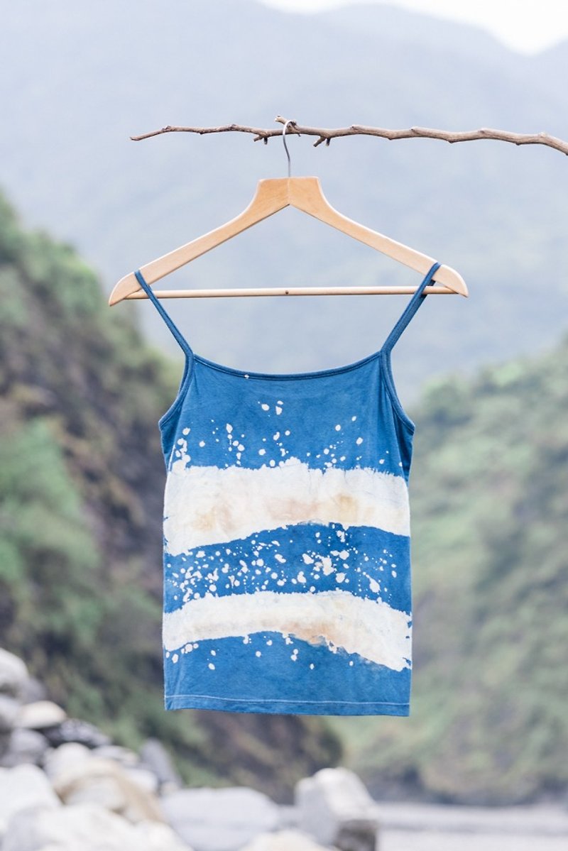 自在染isvara 夏季限定款 手工 藍染  宇宙系列  小背心 - 背心/無袖上衣 - 棉．麻 藍色