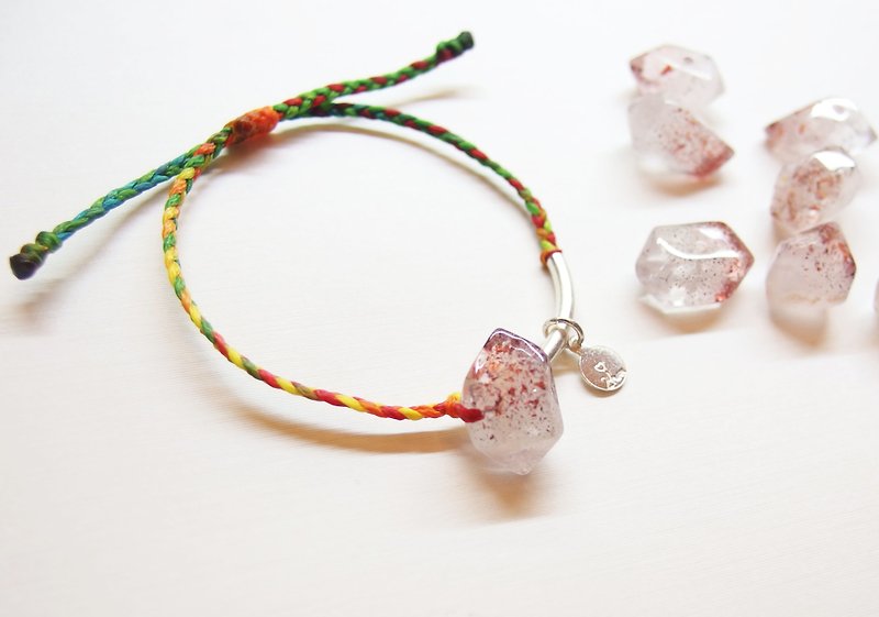 Jingjing Mania * Love2hm rainbow color love - three backbone strawberry crystal ore grinding / Sterling Silver - Bracelets - Gemstone Multicolor
