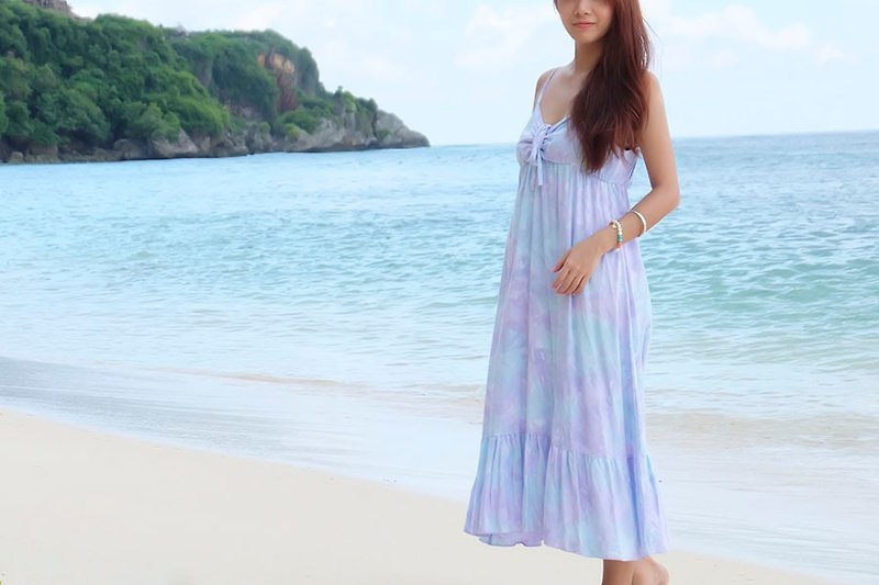2016 New! Handmade! Uneven dyed ribbon ruffle dress <lavender mint> - One Piece Dresses - Other Materials Purple