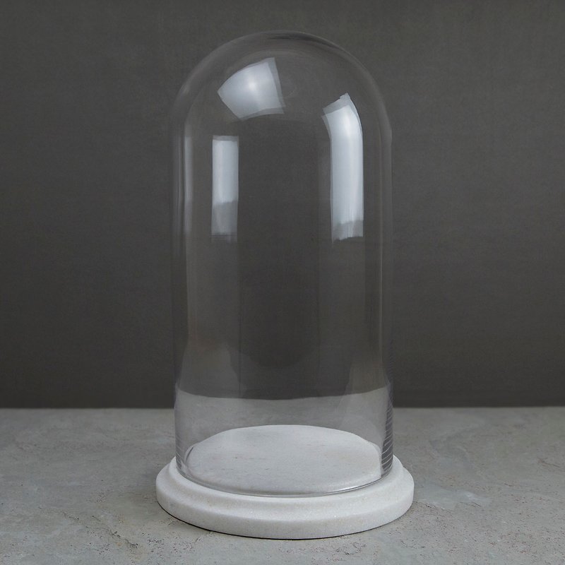 大理石 圓頂玻璃罩 L - 裝飾/擺設  - 其他材質 白色