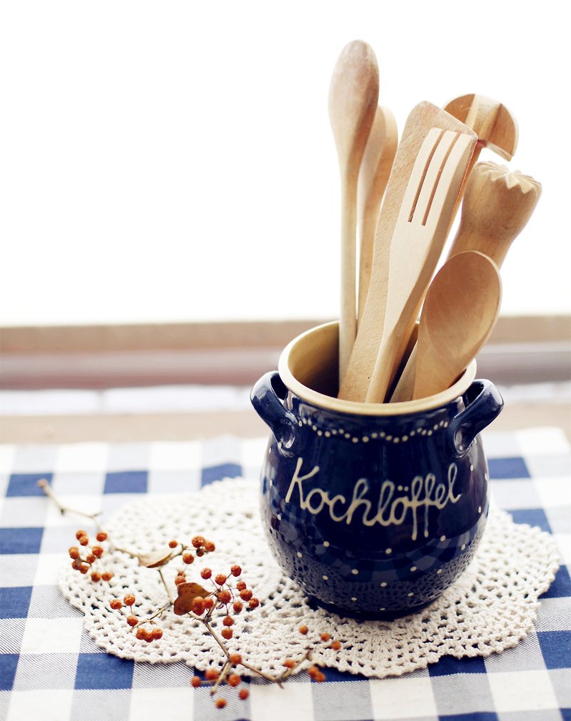 [Good day] Germany VINTAGE fetish glove hand made pottery spoon - Storage - Other Materials Blue