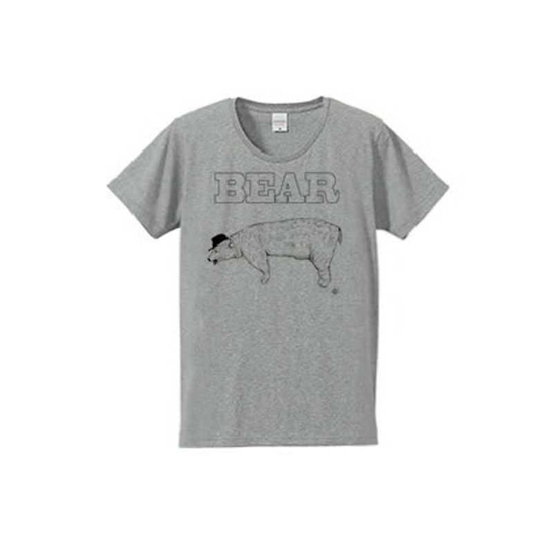 B BEAR (4.7oz T-shirt gray) - เสื้อยืดผู้หญิง - ผ้าฝ้าย/ผ้าลินิน สีเทา