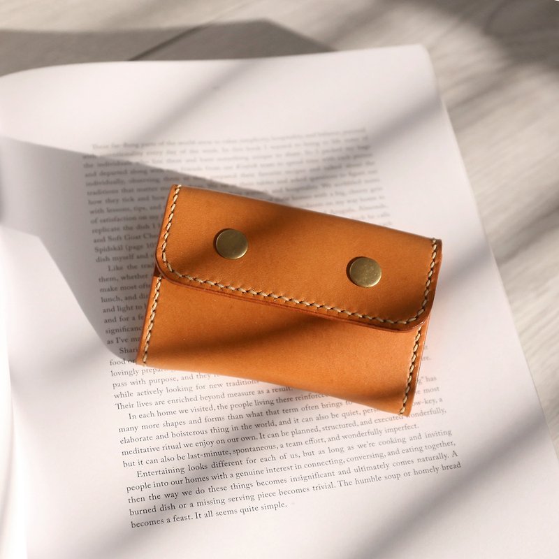 Small orange peel vegetable tanned cowhide magnetic buckle coin purse/coin bag - กระเป๋าใส่เหรียญ - หนังแท้ 