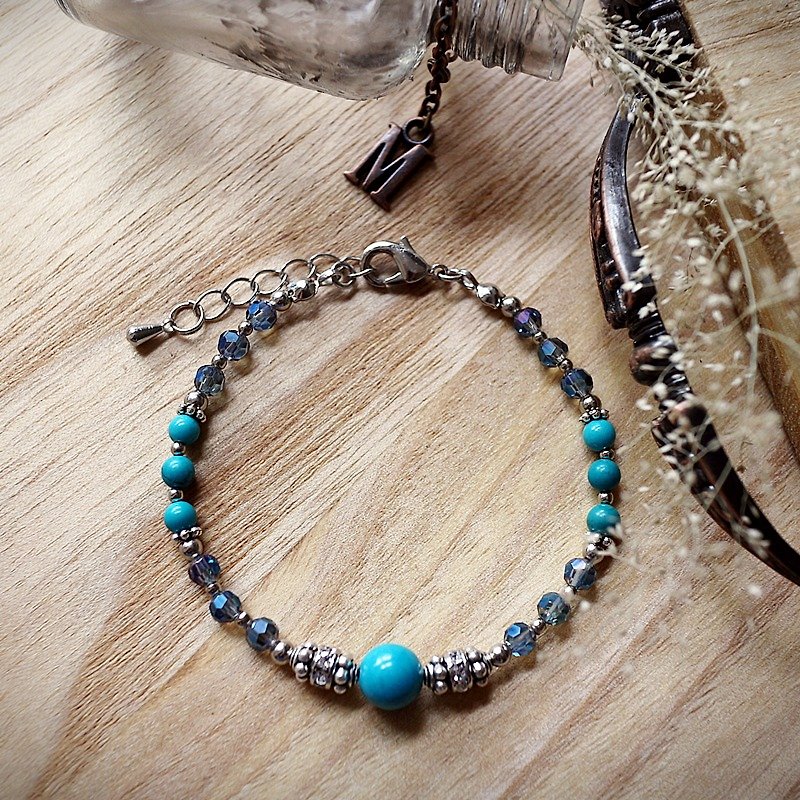 Muse Fashion Series NO.14 Mother's Day natural blue stone bracelet Lai Shi Yinhua Turkey - Bracelets - Gemstone Blue