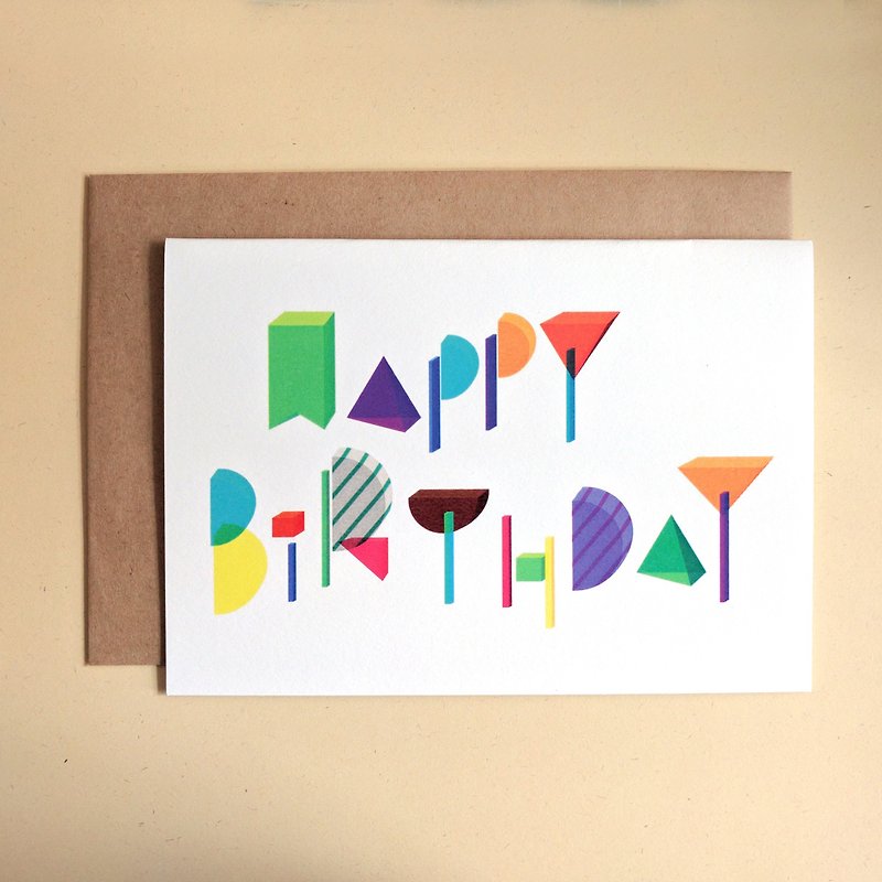 カラーブロック‧誕生日カード - カード・はがき - 紙 多色