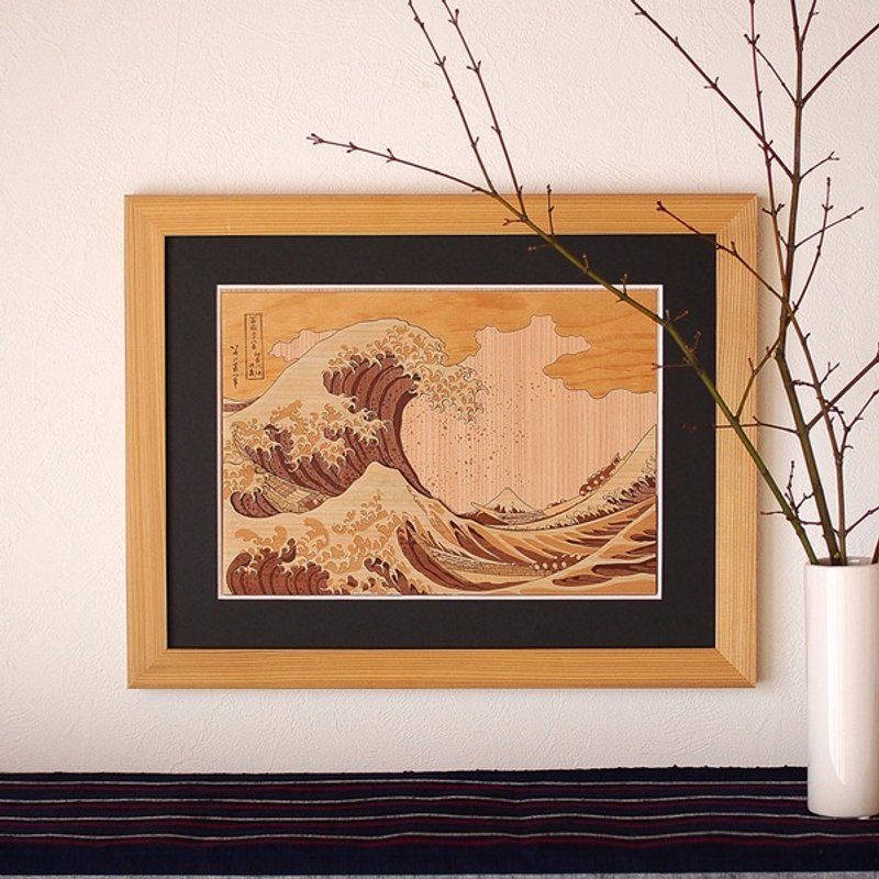 Wooden Art KIHARIE The Great Wave Off Kanagawa Thirty-six Views of Mount Fuji - Posters - Wood Brown