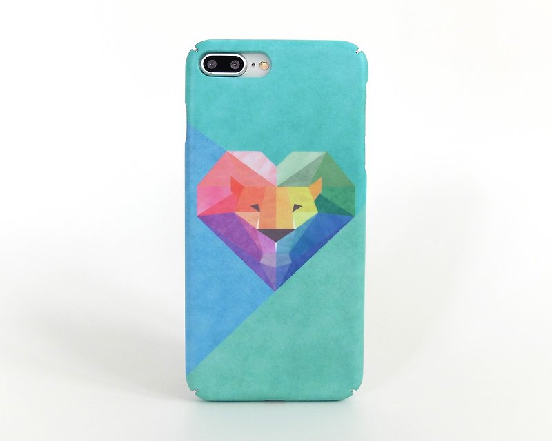 Geometric Lion (Blue/Green) iPhone case 手機殼 เคสสิงโต - Phone Cases - Plastic Green