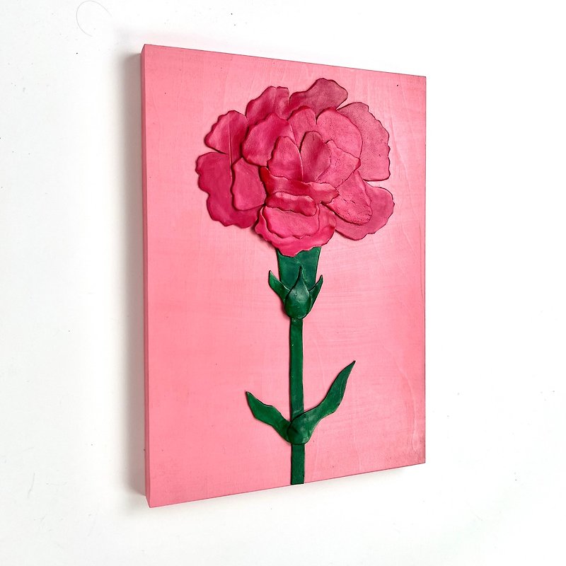 Leather Collage Art / Carnation - Posters - Wood Multicolor