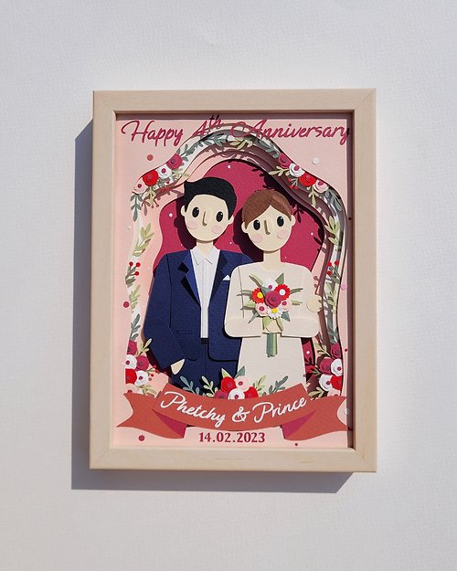 lita-craft Layered custom papercut frame: valentine's day theme.