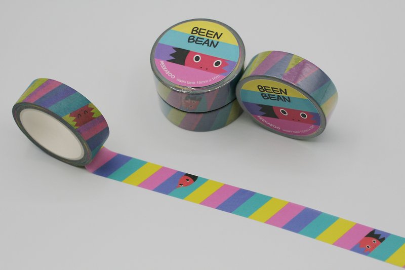 Peekaboo washi masking tape (15mm x 10m paper tape) - มาสกิ้งเทป - กระดาษ หลากหลายสี