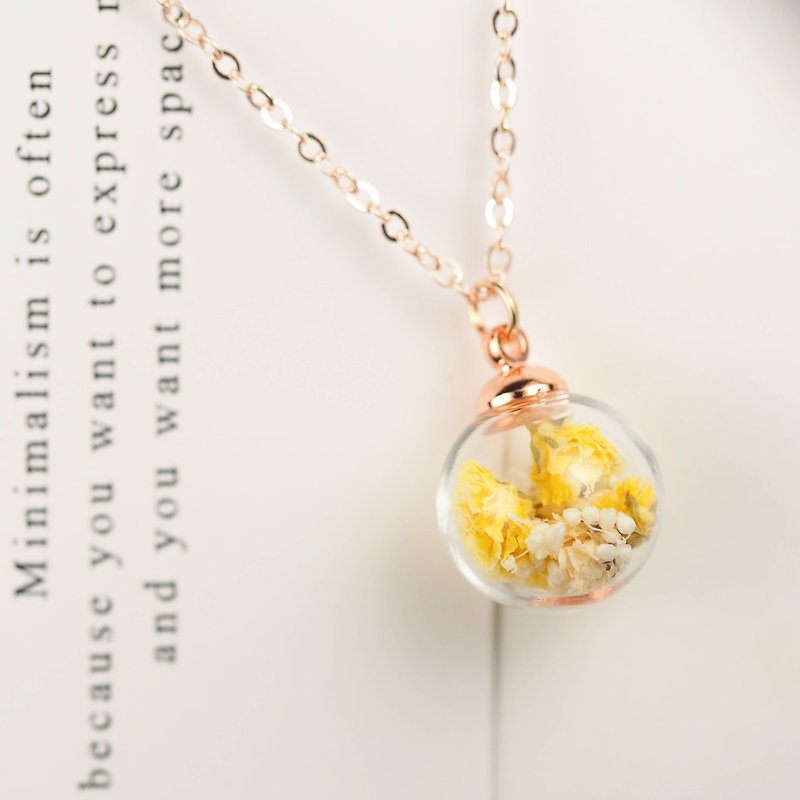 愛の宿題-OMYWAY黄色星空花永遠の花グラスボール飾りネックチェーン1.4 cm - チョーカー - ガラス ホワイト