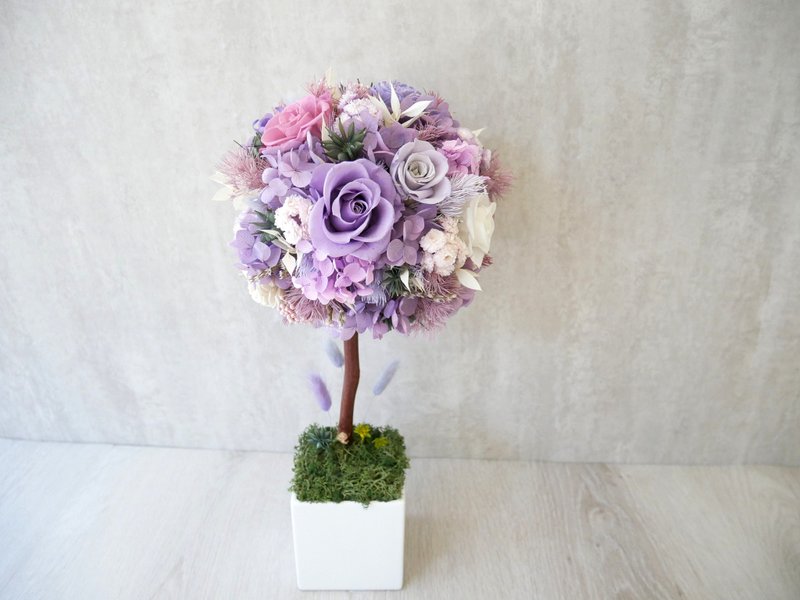 Permanent Rose Ball Tree Potted Flowers [Blooming Flowers] Opening Ceremony/New Home/Business Card Holder/Customized - Plants - Plants & Flowers Purple