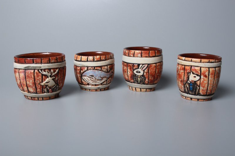 Mr. Song【Animals in the Oak Barrel-Small Cup】 - Cups - Pottery Orange