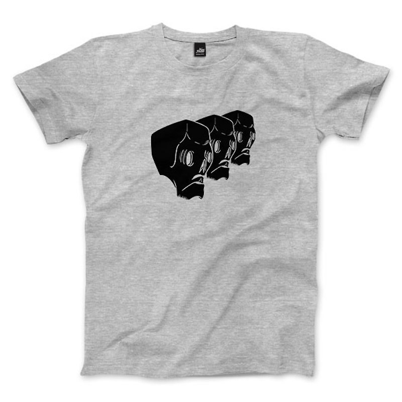 Skull gang - dark gray Linen- neutral T-shirt - เสื้อยืดผู้ชาย - ผ้าฝ้าย/ผ้าลินิน สีเทา