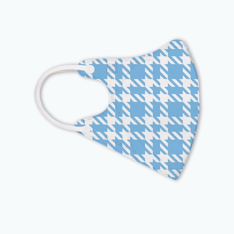 Blue Eagle N95 3D Adult Medical Face Mask | Houndstooth Sky Blue 10 pack - หน้ากาก - วัสดุอื่นๆ สีน้ำเงิน