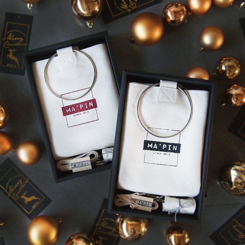 Classic light tote Christmas exchange gift combination - กระเป๋าแมสเซนเจอร์ - ผ้าฝ้าย/ผ้าลินิน สีดำ