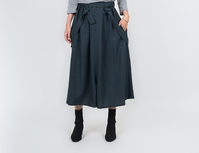 Classic multi-wear three-dimensional low-grade pleated wide pants- Stone green - Overalls & Jumpsuits - Polyester Green