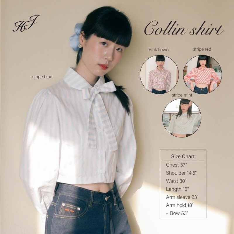 Collin shirt (Shirt with peterpan collar and strap) Highestjump - 女襯衫 - 亞麻 