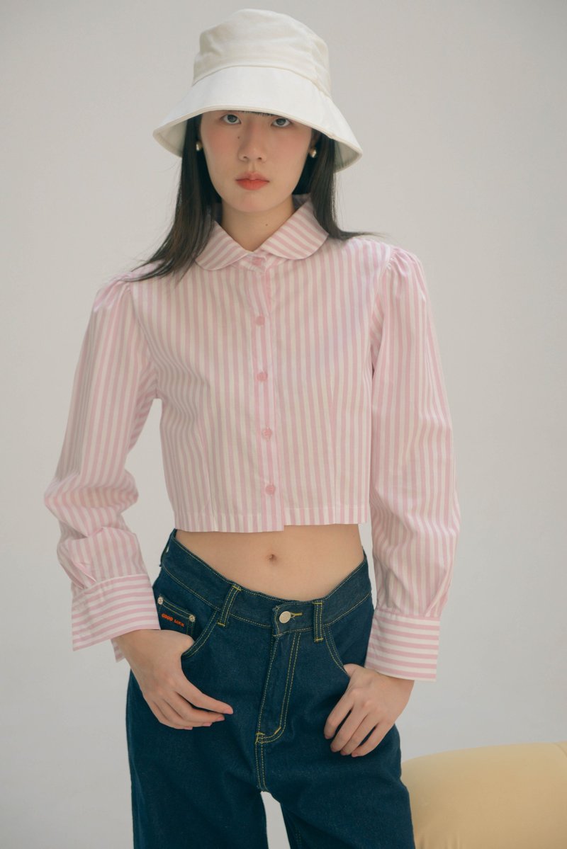 Collin shirt (Shirt with peterpan collar and strap) Highestjump - 女襯衫 - 亞麻 