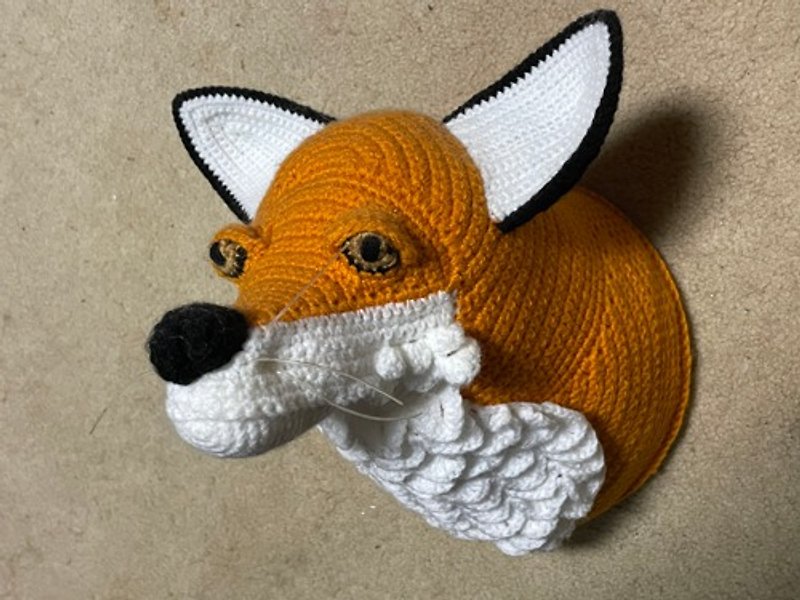 Crochet Animal Fox Trophy head interior decoration - ตกแต่งผนัง - ผ้าฝ้าย/ผ้าลินิน 