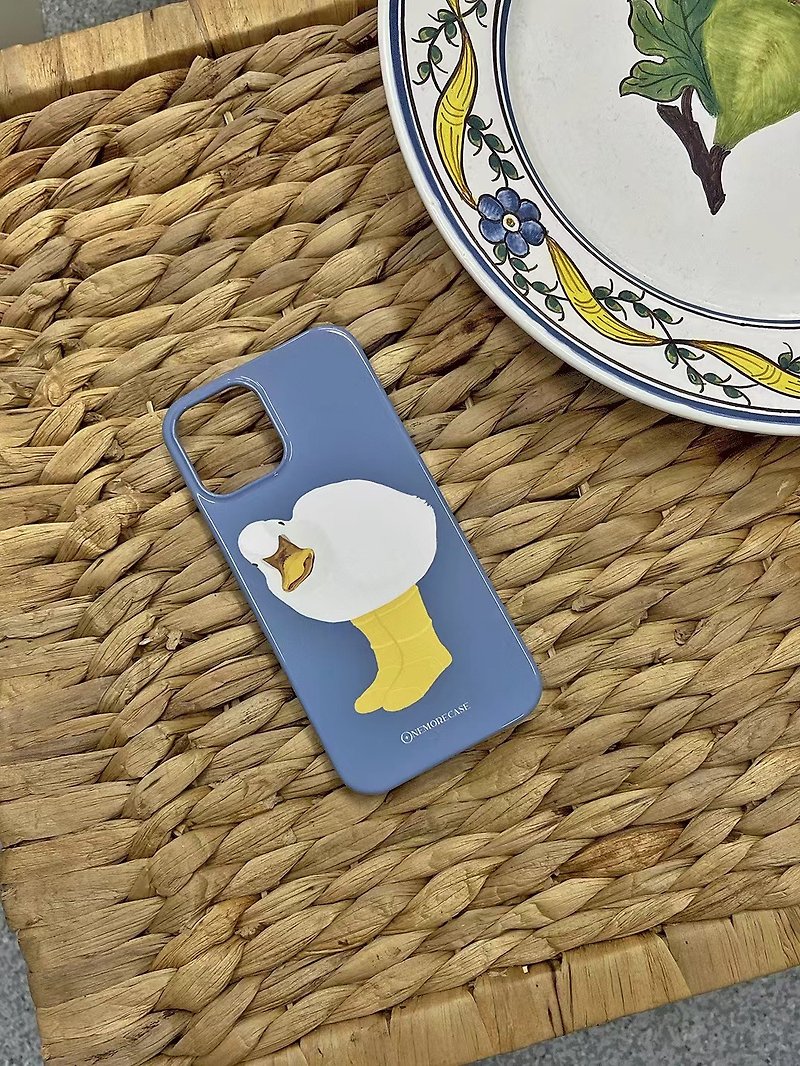 Hello duck! iPhone case film half pack glossy hard case - เคส/ซองมือถือ - พลาสติก สีน้ำเงิน