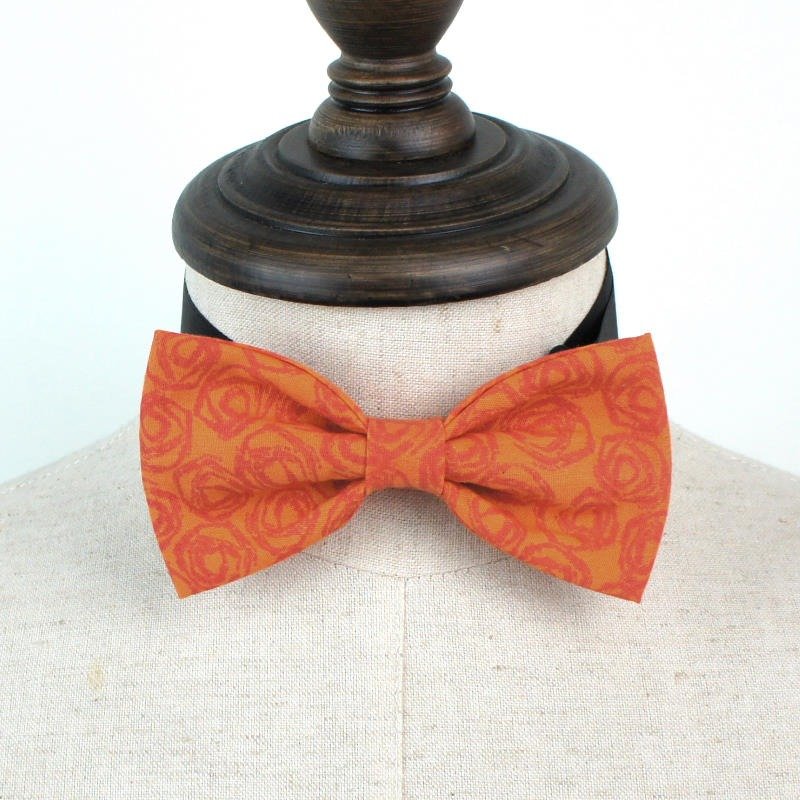 復古風 橘色玫瑰 花系列 手工領結 Bow Tie 拍攝 表演道具 - 領帶/領帶夾 - 棉．麻 橘色