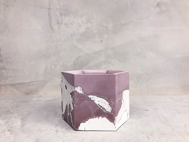 綘紫六角盆│ Limited edition - ตกแต่งต้นไม้ - ปูน สีม่วง
