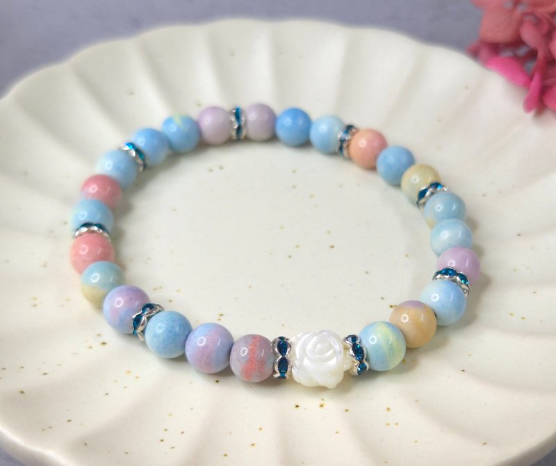 Alxa Rainbow Stone Natural Shell Rose Bracelet - Bracelets - Jade Multicolor