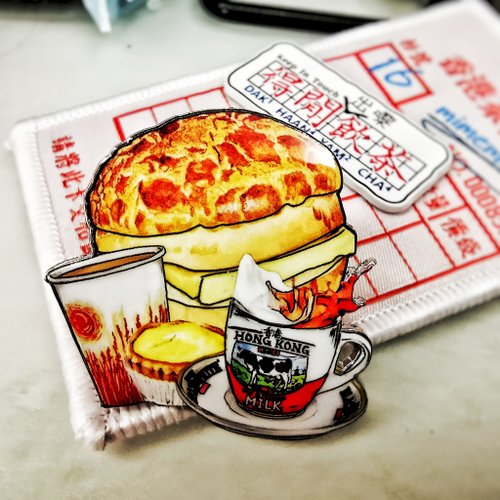 Mimemomall 靡靡摩摩 【原創港式文創】懷舊香港茶餐廳-金屬襟章連冰箱貼