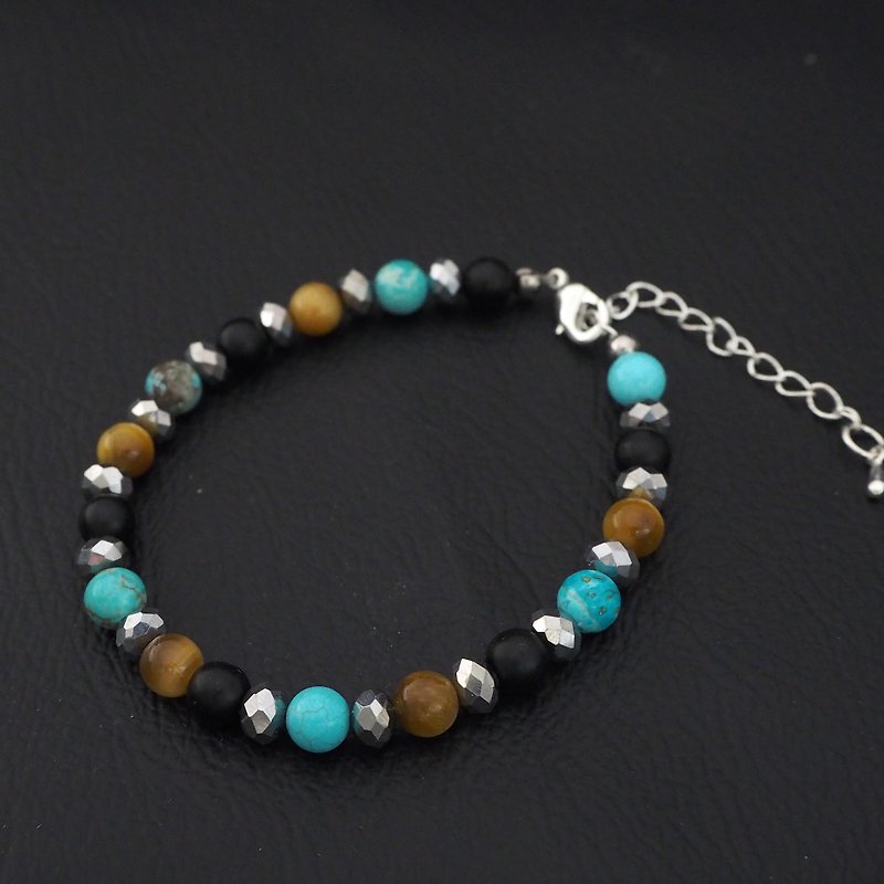 Lucky Natural Stone Beads bracelet  ,Stone beads jewelry - 手鍊/手環 - 石頭 銀色