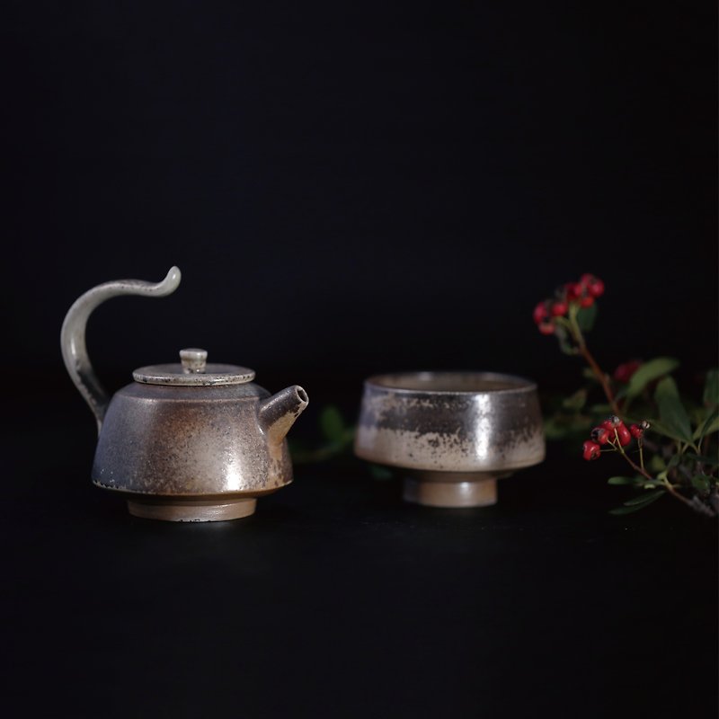 柴燒 飛天壺杯組(一杯一壺) - 花瓶/花器 - 陶 