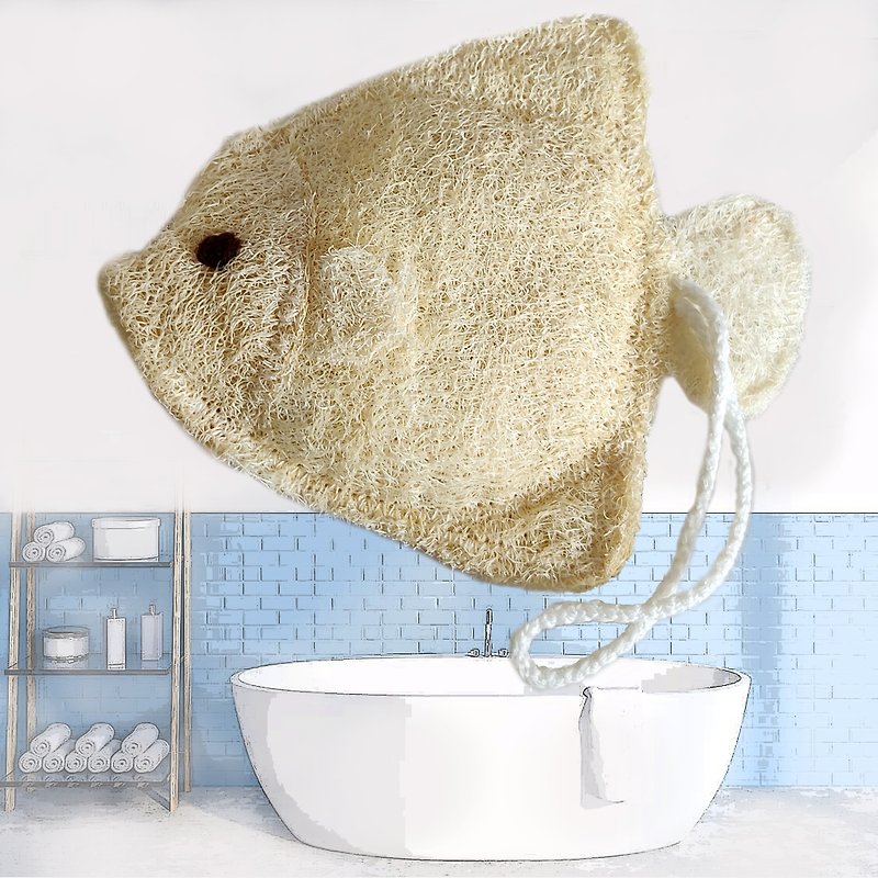 Loofah, Luffa sponge for bath, skin scrub, dish washing (Angle fish) - Bathroom Supplies - Plants & Flowers Yellow