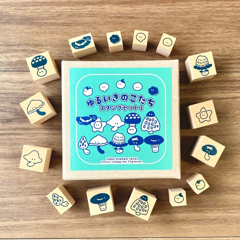ゆるいきのこたちスタンプset1/ stamp set/ハンコ,插图邮票,文房具,文具,ステーショナリー,紙もの - 印章/印台 - 橡膠 多色