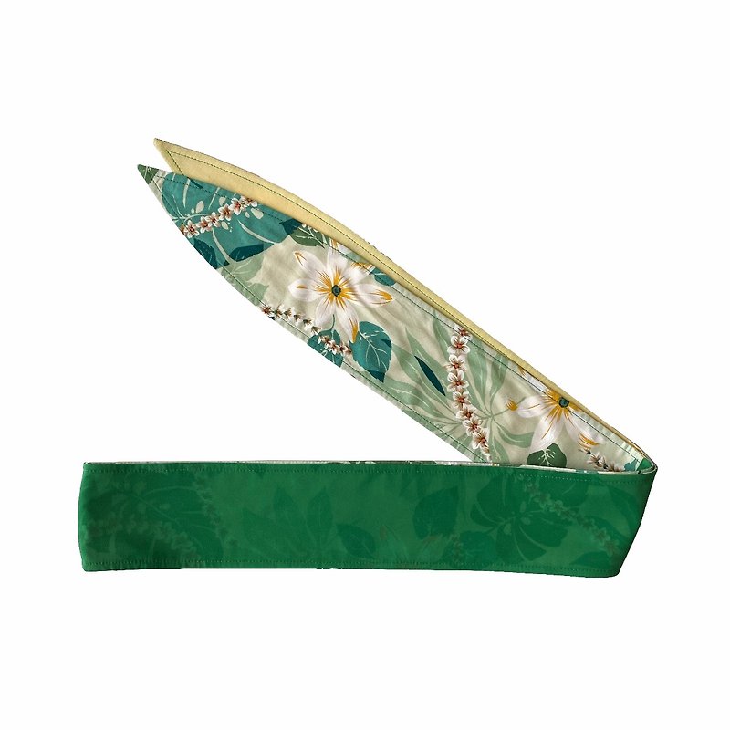 Bloom - Self-Tie Handmade Headband - ที่คาดผม - ผ้าฝ้าย/ผ้าลินิน สีเขียว