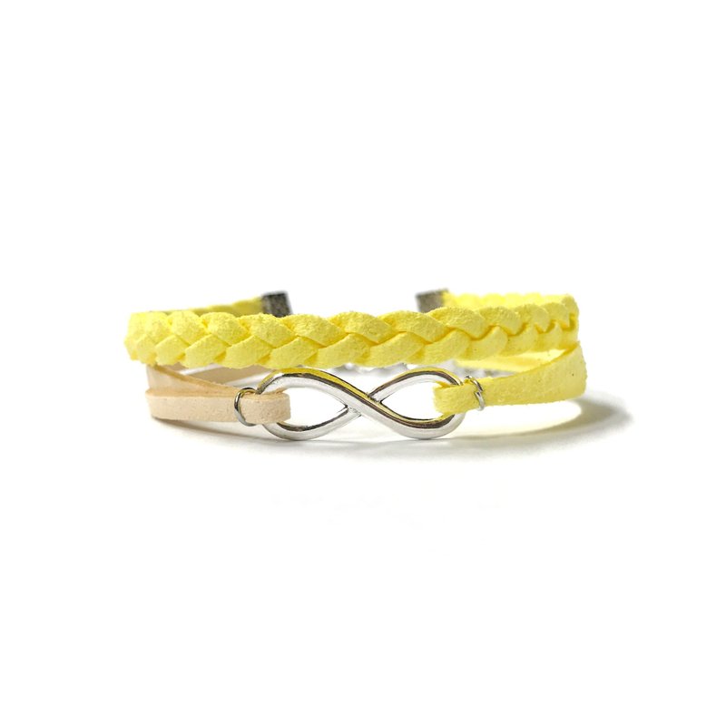 Handmade Double Braided Infinity Bracelets–yellow - สร้อยข้อมือ - วัสดุอื่นๆ สีเหลือง