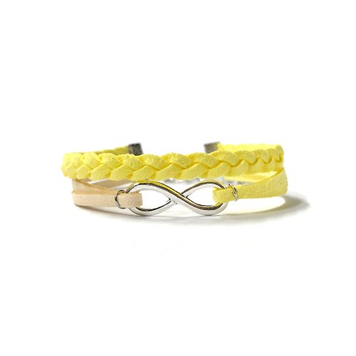 Anne Handmade Bracelets 安妮手作飾品 Infinity 永恆 手工製作 雙手環-黃 限量