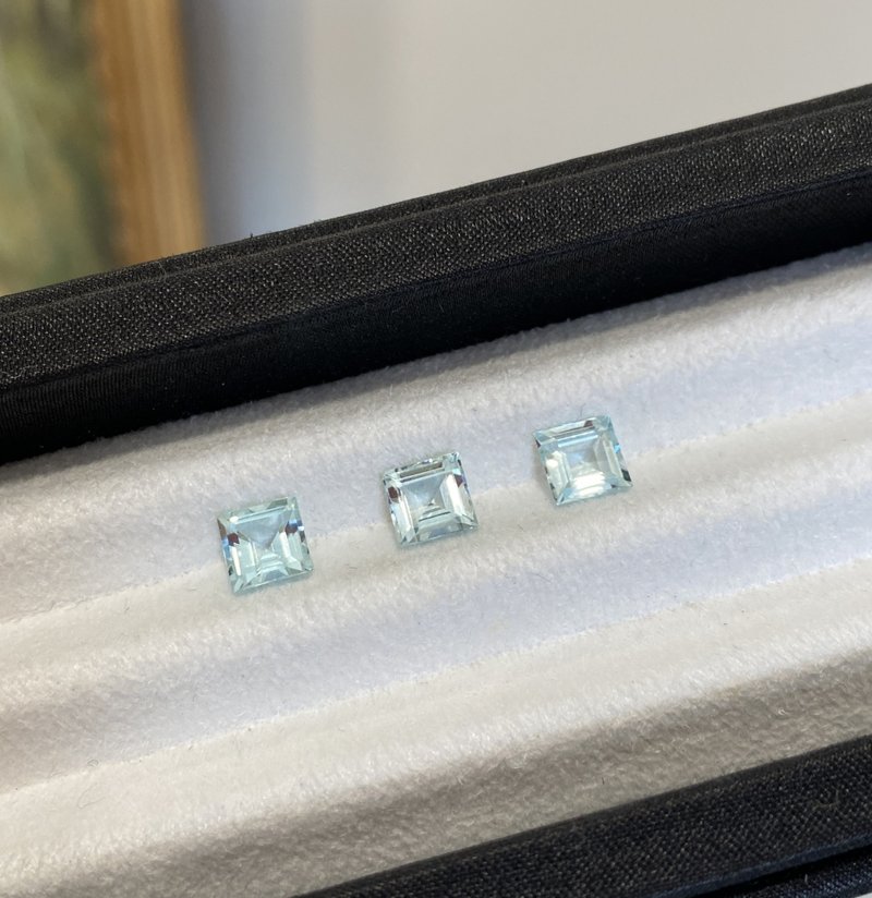 【裸石】海藍寶石 Aquamarine 公主方 6mm 0.97-1.08ct - 項鍊 - 寶石 藍色