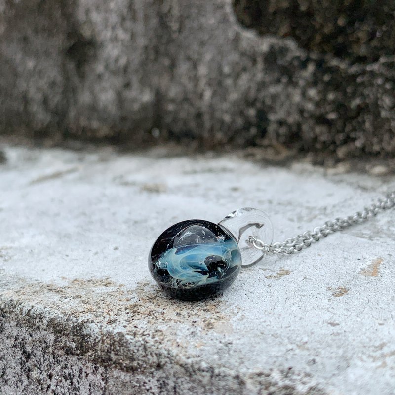 misty misty glass bead pendant - สร้อยคอ - กระจกลาย สีเงิน