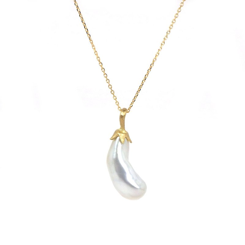 Pendant Eggplant South Sea keshi pearl K18YG - Necklaces - Pearl 