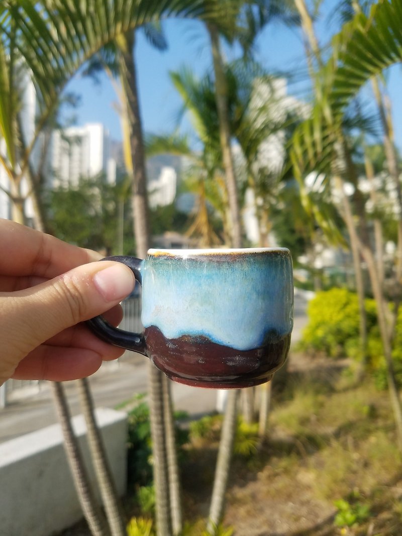 天雪景濃縮咖啡杯 - 咖啡杯 - 陶 藍色