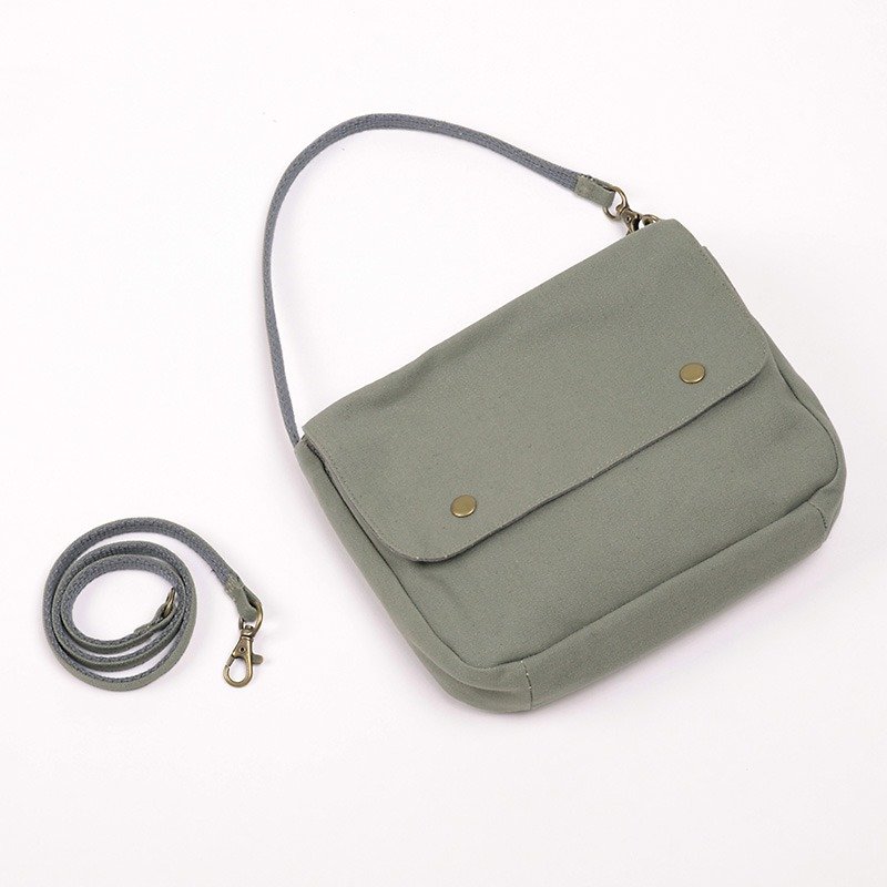 The last two - multi-function portable bag - gray green - กระเป๋าแมสเซนเจอร์ - ผ้าฝ้าย/ผ้าลินิน สีเขียว