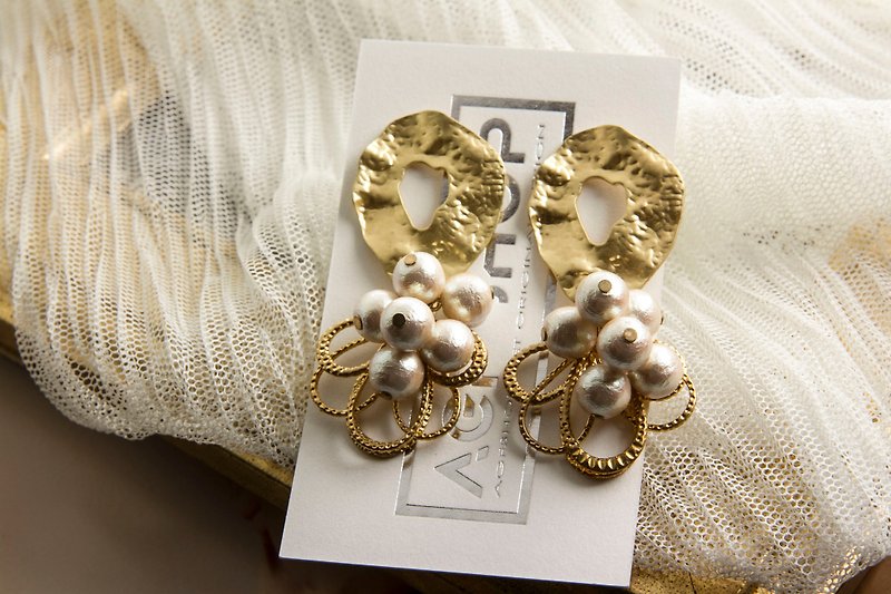 韓國金工銀針系列 手工輕珠寶 - 耳環/耳夾 - 貴金屬 金色