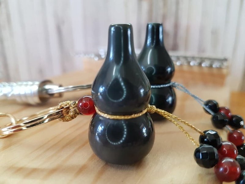 | Fu Lu | Rainbow Obsidian. Onyx. Black Onyx. key ring - Keychains - Semi-Precious Stones Black