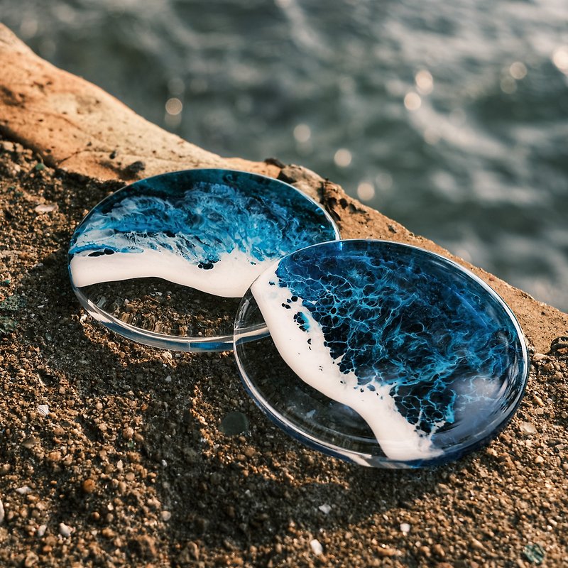 Ocean waves resin coaster - ที่รองแก้ว - เรซิน สีน้ำเงิน