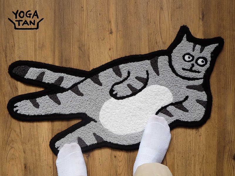 Tan Ajia Painting Cat Floor Mat | Yuu De Chuan Mei Short - Rugs & Floor Mats - Other Materials 
