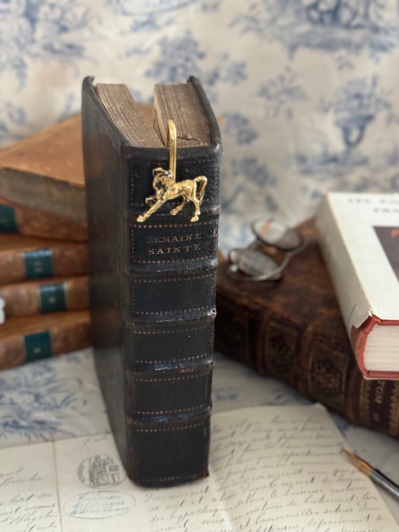 40522-Rare French beautiful brass-plated bookmark, horse shape - ที่คั่นหนังสือ - โลหะ 