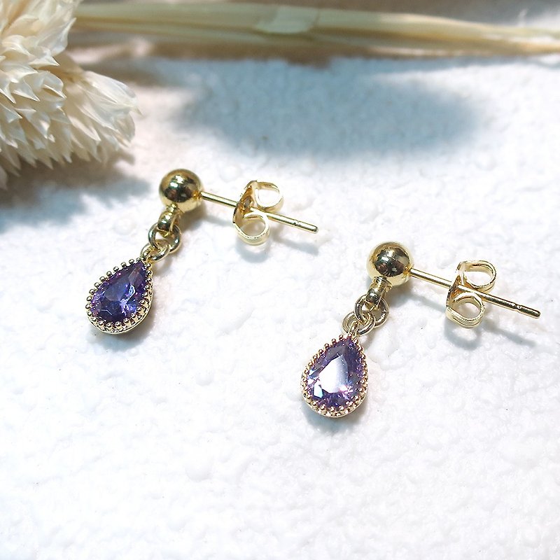 VIIART. A tear. Stone gold-plated earrings - Earrings & Clip-ons - Other Metals Purple