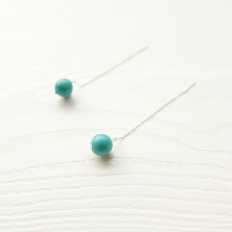 SWING -Turquoise Silver earrings dangle chandelier limited edition - ต่างหู - วัสดุอื่นๆ สีเขียว