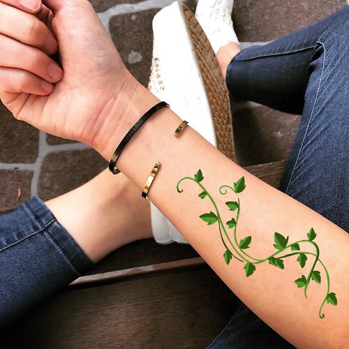 OhMyTat OhMyTat 毒藤植物 Poison Ivy 刺青圖案紋身貼紙 (2 張)