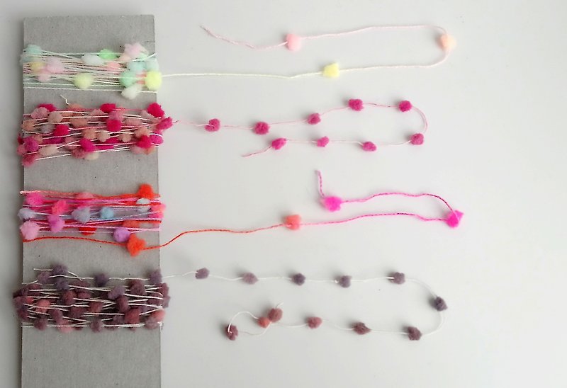 Diary Decoration Large pompom Shed wire 2 m 4 types - Knitting, Embroidery, Felted Wool & Sewing - Cotton & Hemp Multicolor